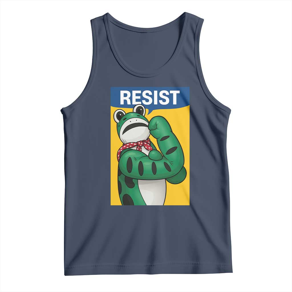 Resist Rosie Frog Tank Top Protest Parody Feminist Retro Poster TS02 Navy Print Your Wear