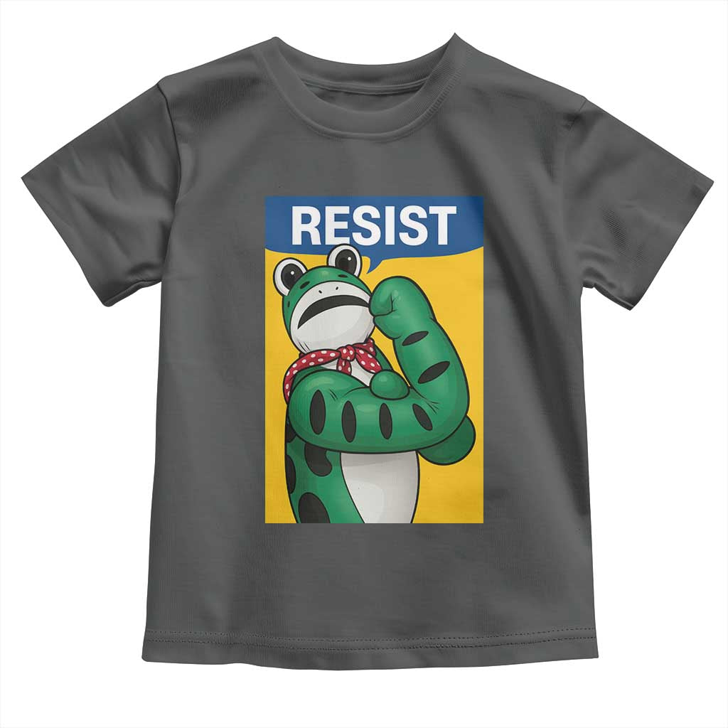 Resist Rosie Frog Toddler T Shirt Protest Parody Feminist Retro Poster TS02 Dark Heather Print Your Wear