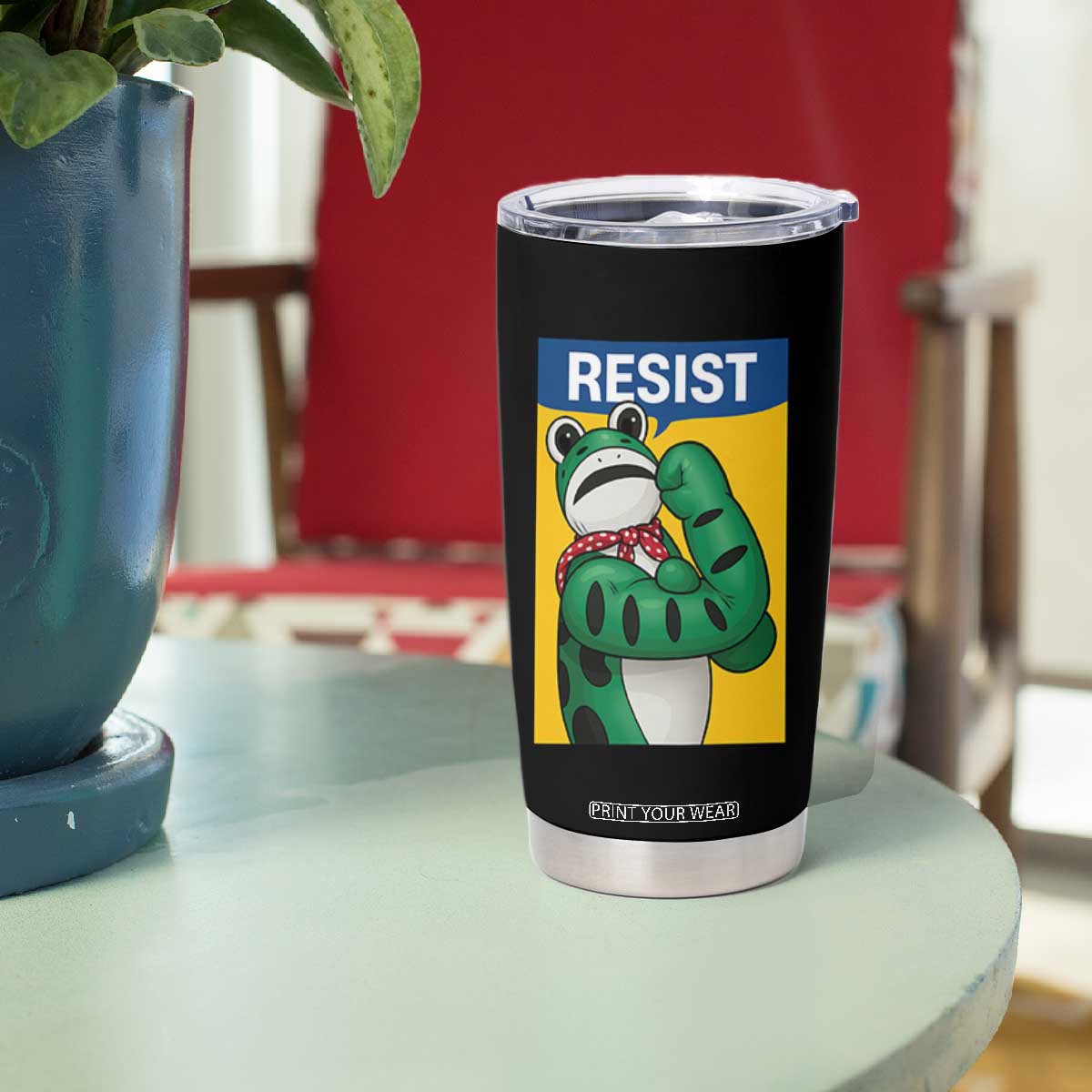 Resist Rosie Frog Tumbler Cup Protest Parody Feminist Retro Poster - Print Your Wear
