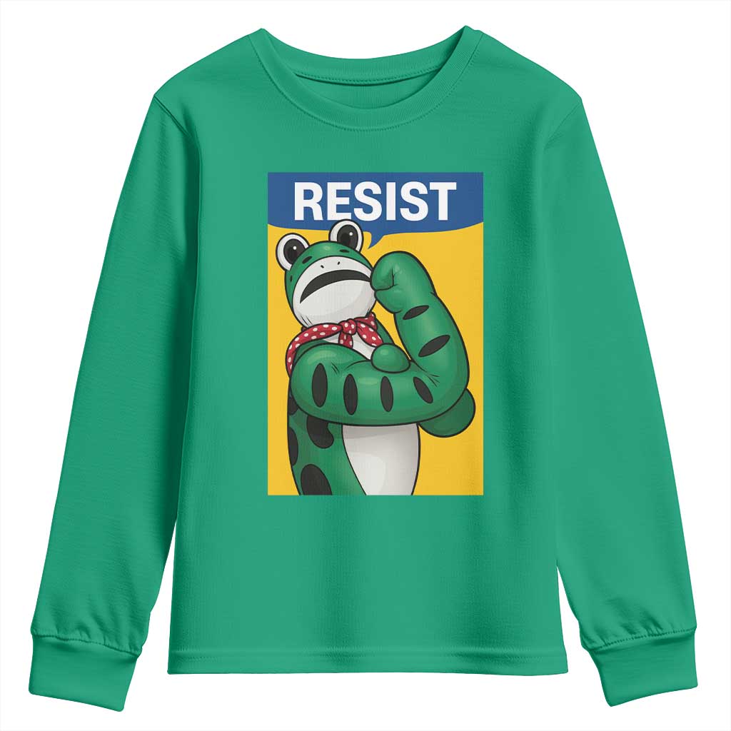 Resist Rosie Frog Youth Sweatshirt Protest Parody Feminist Retro Poster TS02 Irish Green Print Your Wear