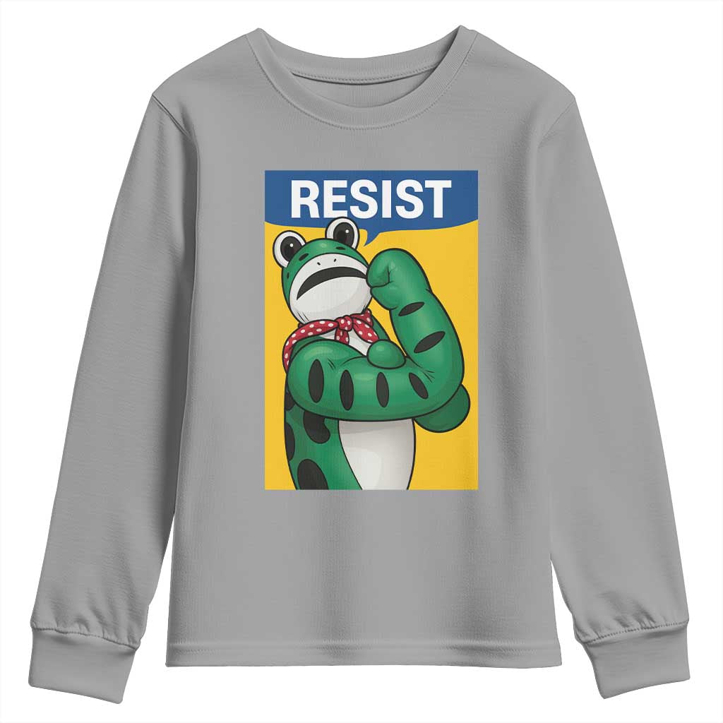 Resist Rosie Frog Youth Sweatshirt Protest Parody Feminist Retro Poster TS02 Sport Gray Print Your Wear