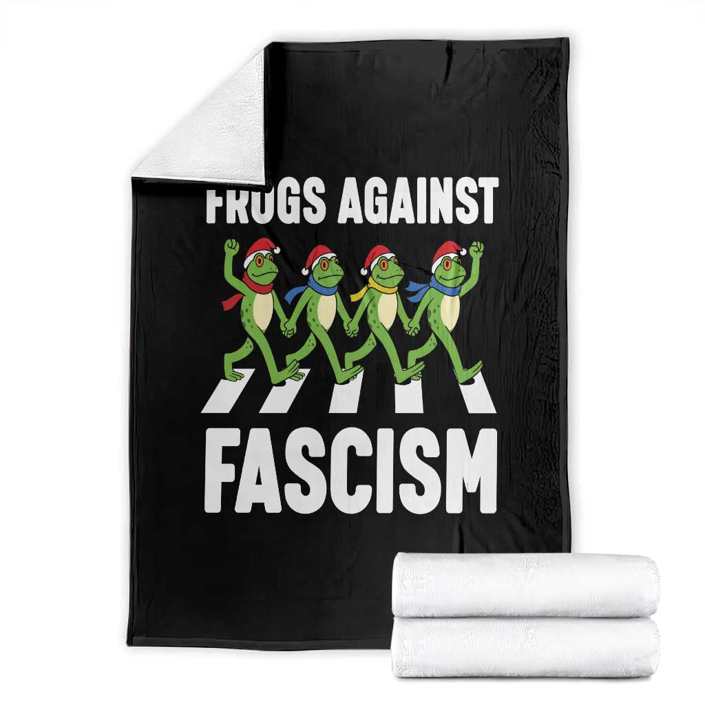 Santa Frog Against Fascism Throw Blanket Christmas Holiday Frogs Band Resistance Protest TS02 Black Print Your Wear