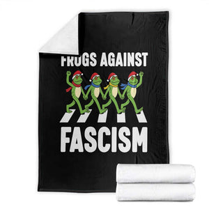 Santa Frog Against Fascism Throw Blanket Christmas Holiday Frogs Band Resistance Protest - Print Your Wear