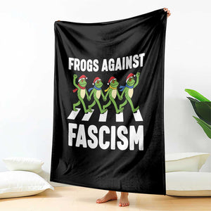 Santa Frog Against Fascism Throw Blanket Christmas Holiday Frogs Band Resistance Protest - Print Your Wear