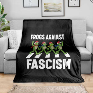Santa Frog Against Fascism Throw Blanket Christmas Holiday Frogs Band Resistance Protest - Print Your Wear