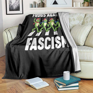 Santa Frog Against Fascism Throw Blanket Christmas Holiday Frogs Band Resistance Protest - Print Your Wear