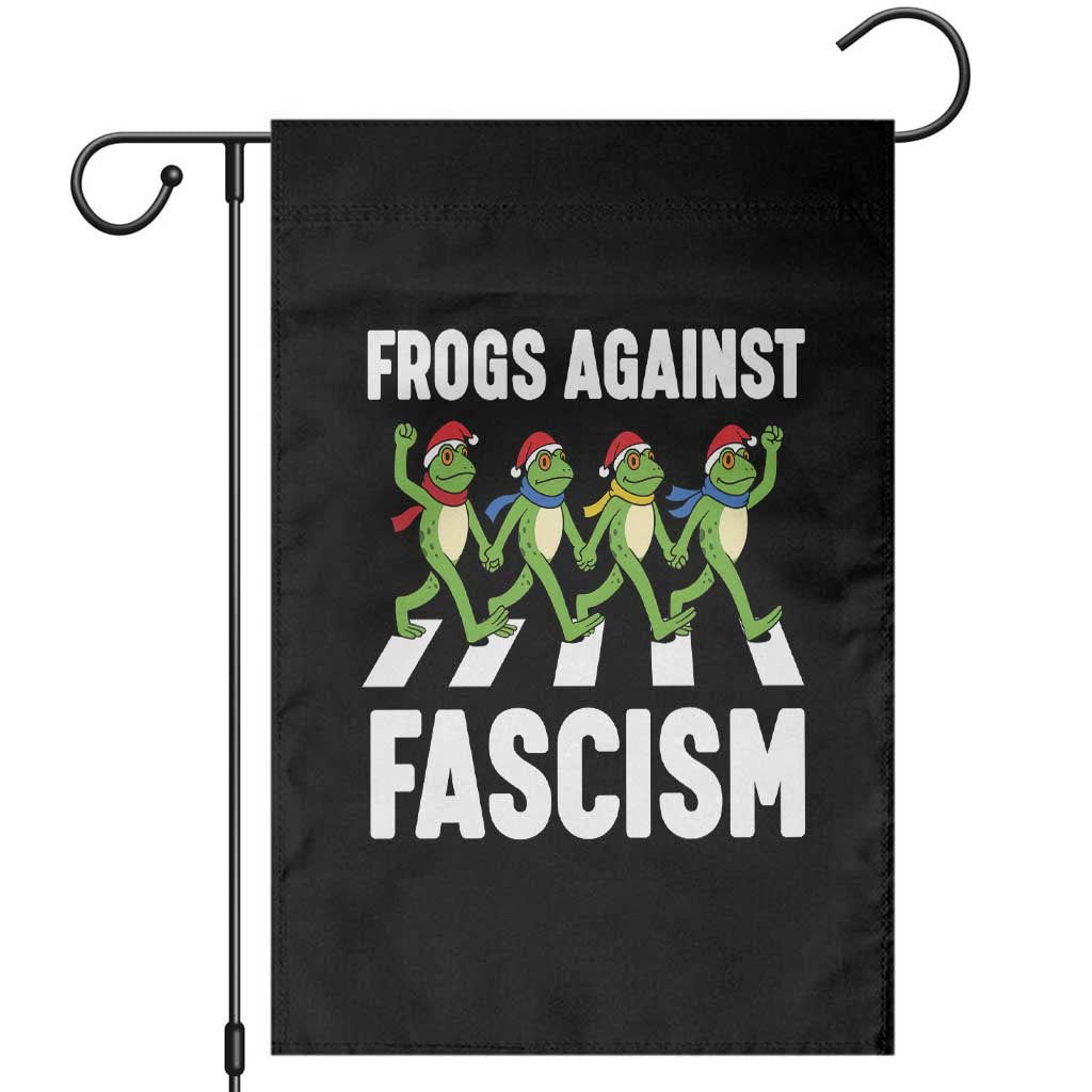 Santa Frog Against Fascism Garden Flag Christmas Holiday Frogs Band Resistance Protest TS02 Black Print Your Wear