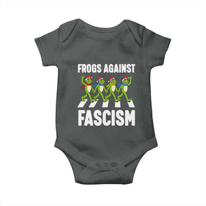 Santa Frog Against Fascism Baby Onesie Christmas Holiday Frogs Band Resistance Protest TS02 Dark Heather Print Your Wear