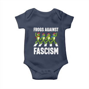Santa Frog Against Fascism Baby Onesie Christmas Holiday Frogs Band Resistance Protest TS02 Navy Print Your Wear