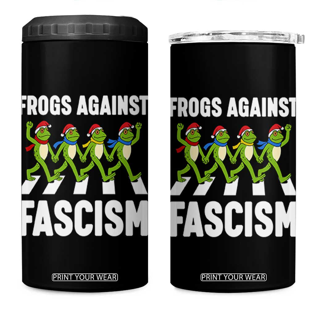 Santa Frog Against Fascism 4 in 1 Can Cooler Tumbler Christmas Holiday Frogs Band Resistance Protest - Print Your Wear