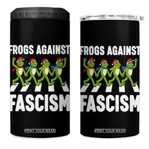 Santa Frog Against Fascism 4 in 1 Can Cooler Tumbler Christmas Holiday Frogs Band Resistance Protest - Print Your Wear