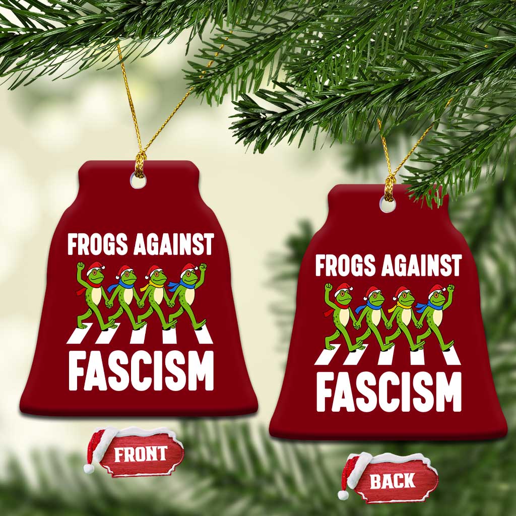 Santa Frog Against Fascism Ceramic Ornament Xmas Holiday Frogs Band Resistance Protest - Print Your Wear