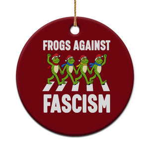 Santa Frog Against Fascism Ceramic Ornament Xmas Holiday Frogs Band Resistance Protest - Print Your Wear