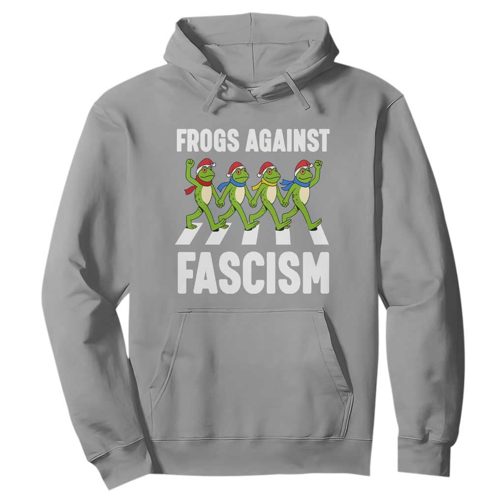 Santa Frog Against Fascism Hoodie Christmas Holiday Frogs Band Resistance Protest TS02 Sport Gray Print Your Wear