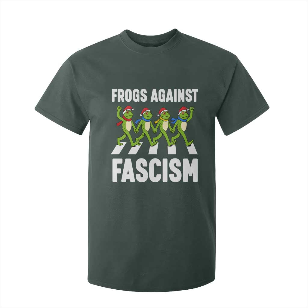 Santa Frog Against Fascism T Shirt For Kid Christmas Holiday Frogs Band Resistance Protest TS02 Dark Forest Green Print Your Wear