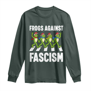 Santa Frog Against Fascism Long Sleeve Shirt Christmas Holiday Frogs Band Resistance Protest TS02 Dark Forest Green Print Your Wear