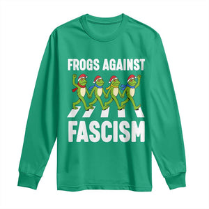Santa Frog Against Fascism Long Sleeve Shirt Christmas Holiday Frogs Band Resistance Protest TS02 Irish Green Print Your Wear