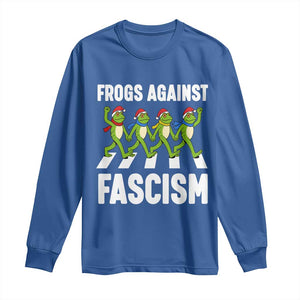 Santa Frog Against Fascism Long Sleeve Shirt Christmas Holiday Frogs Band Resistance Protest TS02 Royal Blue Print Your Wear
