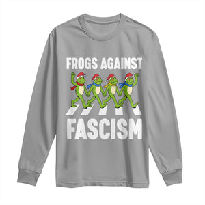 Santa Frog Against Fascism Long Sleeve Shirt Christmas Holiday Frogs Band Resistance Protest TS02 Sport Gray Print Your Wear
