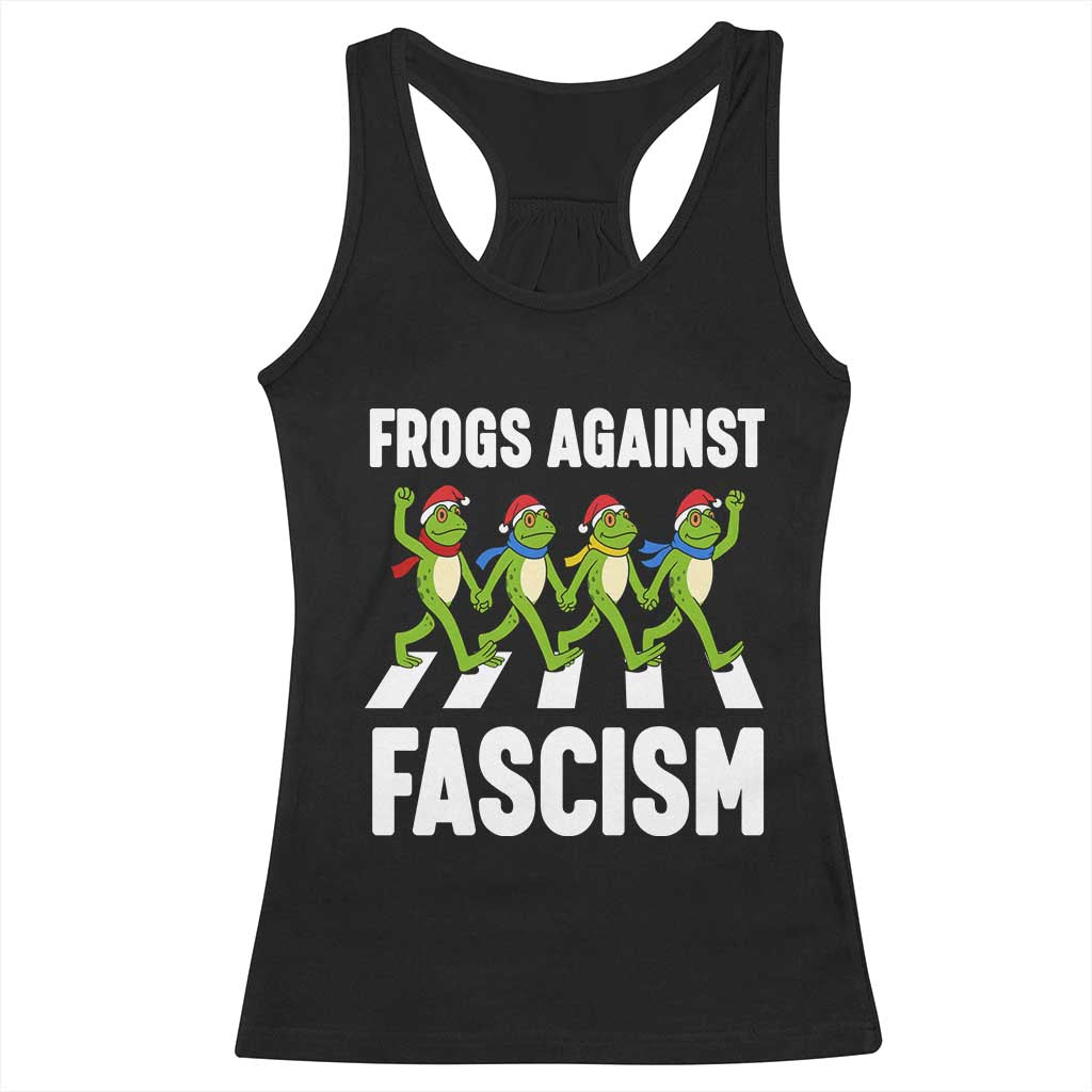 Santa Frog Against Fascism Racerback Tank Top Christmas Holiday Frogs Band Resistance Protest TS02 Black Print Your Wear