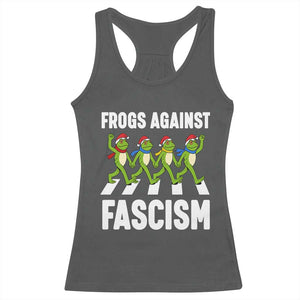 Santa Frog Against Fascism Racerback Tank Top Christmas Holiday Frogs Band Resistance Protest TS02 Dark Heather Print Your Wear