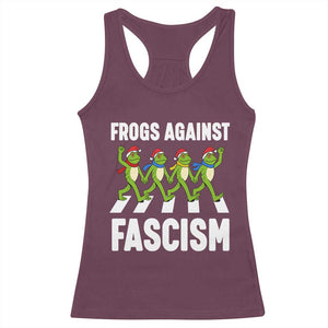 Santa Frog Against Fascism Racerback Tank Top Christmas Holiday Frogs Band Resistance Protest TS02 Maroon Print Your Wear