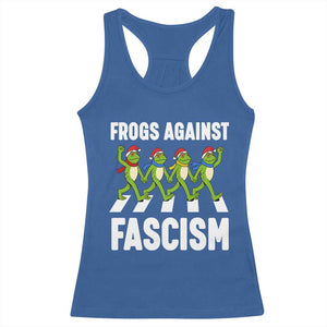Santa Frog Against Fascism Racerback Tank Top Christmas Holiday Frogs Band Resistance Protest TS02 Royal Blue Print Your Wear