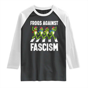 Santa Frog Against Fascism Raglan Shirt Christmas Holiday Frogs Band Resistance Protest - Print Your Wear