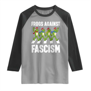 Santa Frog Against Fascism Raglan Shirt Christmas Holiday Frogs Band Resistance Protest - Print Your Wear
