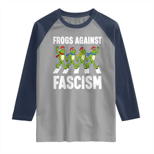 Santa Frog Against Fascism Raglan Shirt Christmas Holiday Frogs Band Resistance Protest - Print Your Wear
