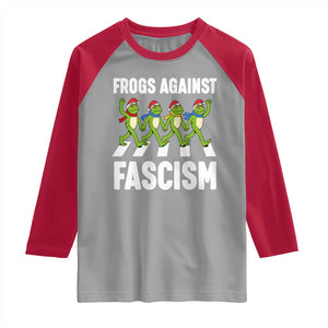 Santa Frog Against Fascism Raglan Shirt Christmas Holiday Frogs Band Resistance Protest - Print Your Wear