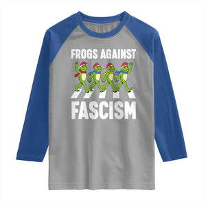 Santa Frog Against Fascism Raglan Shirt Christmas Holiday Frogs Band Resistance Protest - Print Your Wear
