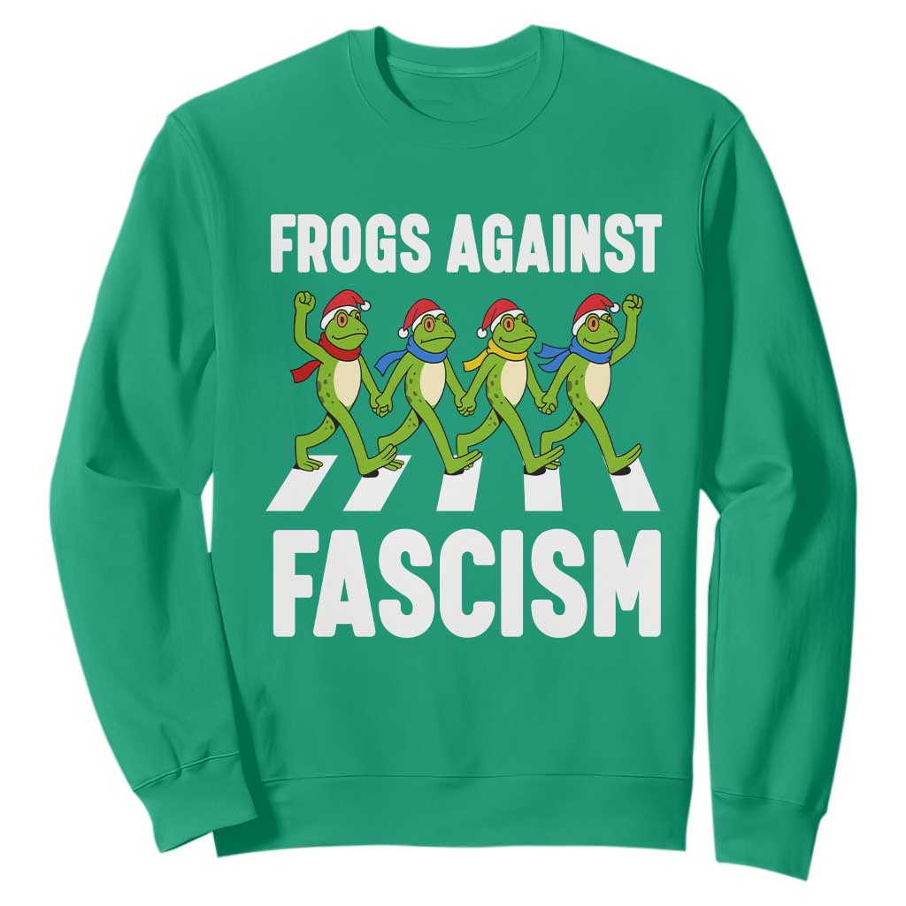 Santa Frog Against Fascism Sweatshirt Christmas Holiday Frogs Band Resistance Protest TS02 Irish Green Print Your Wear