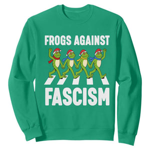 Santa Frog Against Fascism Sweatshirt Christmas Holiday Frogs Band Resistance Protest TS02 Irish Green Print Your Wear