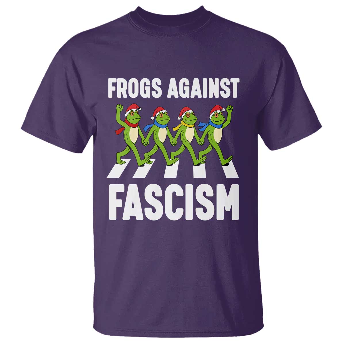 Santa Frog Against Fascism T Shirt Christmas Holiday Frogs Band Resistance Protest TS02 Purple Print Your Wear