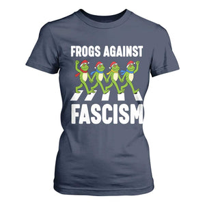 Santa Frog Against Fascism T Shirt For Women Christmas Holiday Frogs Band Resistance Protest TS02 Navy Print Your Wear