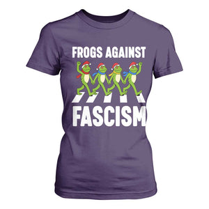 Santa Frog Against Fascism T Shirt For Women Christmas Holiday Frogs Band Resistance Protest TS02 Purple Print Your Wear