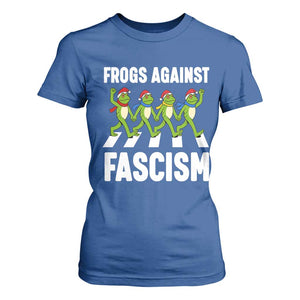 Santa Frog Against Fascism T Shirt For Women Christmas Holiday Frogs Band Resistance Protest TS02 Royal Blue Print Your Wear