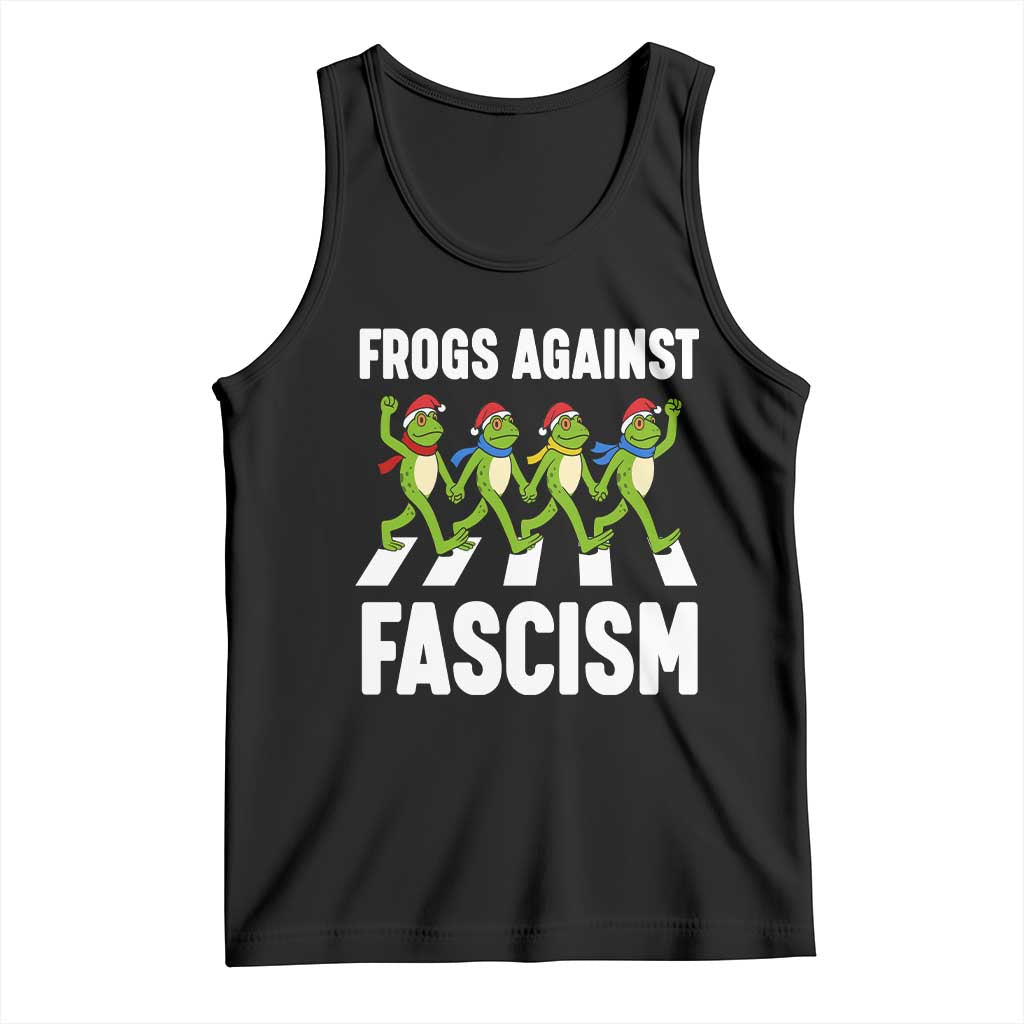 Santa Frog Against Fascism Tank Top Christmas Holiday Frogs Band Resistance Protest TS02 Black Print Your Wear
