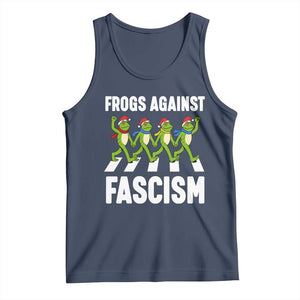 Santa Frog Against Fascism Tank Top Christmas Holiday Frogs Band Resistance Protest TS02 Navy Print Your Wear