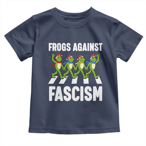 Santa Frog Against Fascism Toddler T Shirt Christmas Holiday Frogs Band Resistance Protest TS02 Navy Print Your Wear