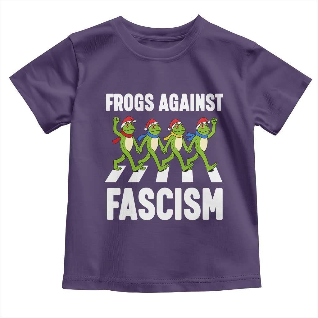 Santa Frog Against Fascism Toddler T Shirt Christmas Holiday Frogs Band Resistance Protest TS02 Purple Print Your Wear