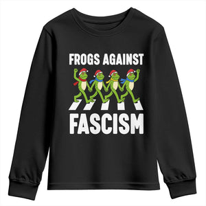 Santa Frog Against Fascism Youth Sweatshirt Christmas Holiday Frogs Band Resistance Protest TS02 Black Print Your Wear