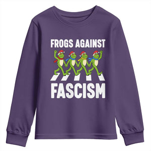 Santa Frog Against Fascism Youth Sweatshirt Christmas Holiday Frogs Band Resistance Protest TS02 Purple Print Your Wear