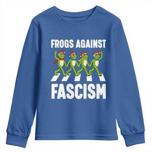 Santa Frog Against Fascism Youth Sweatshirt Christmas Holiday Frogs Band Resistance Protest TS02 Royal Blue Print Your Wear