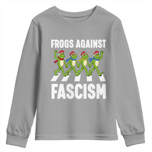 Santa Frog Against Fascism Youth Sweatshirt Christmas Holiday Frogs Band Resistance Protest TS02 Sport Gray Print Your Wear