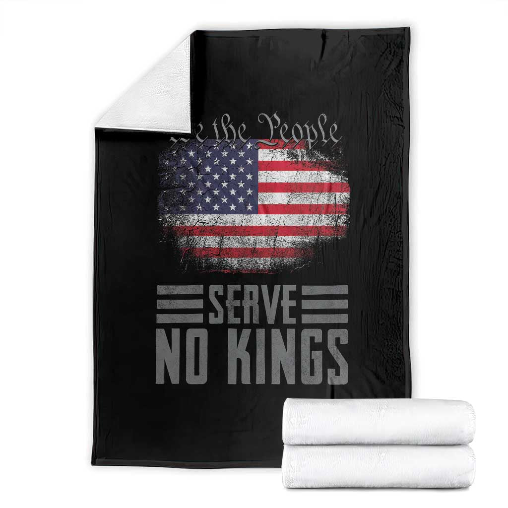 We The People Serve No Kings Throw Blanket Patriotic Eagle American Flag TS02 Black Print Your Wear