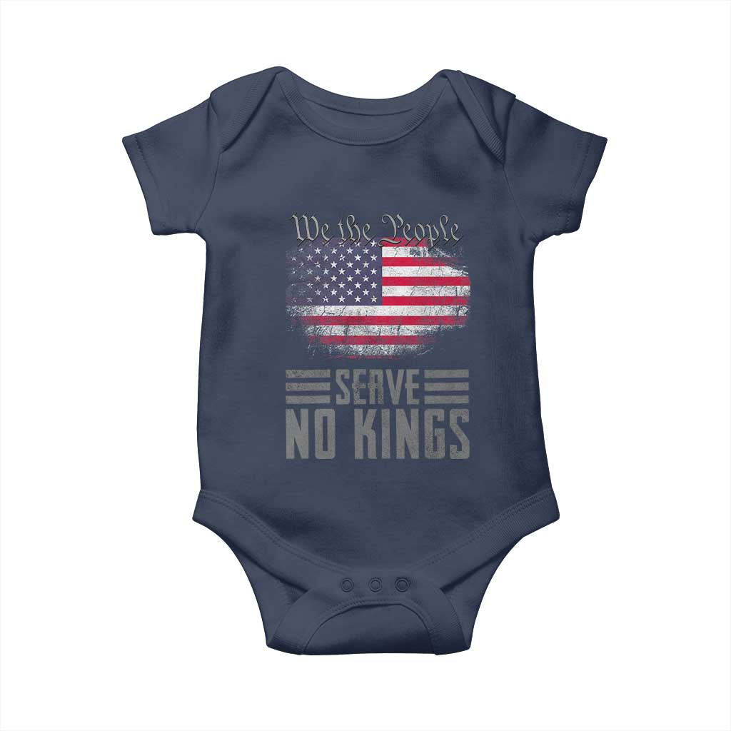We The People Serve No Kings Baby Onesie Patriotic Eagle American Flag TS02 Navy Print Your Wear