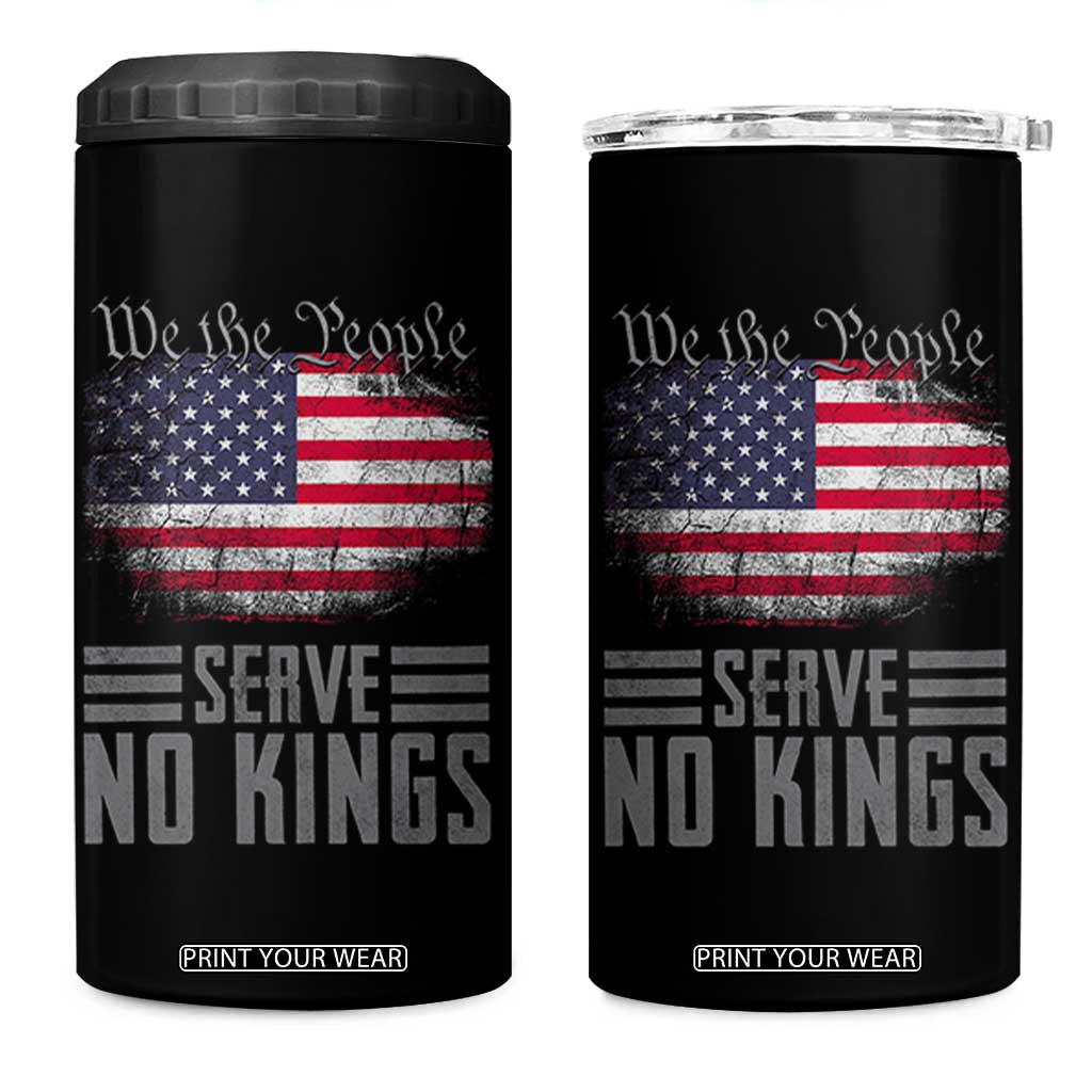 We The People Serve No Kings 4 in 1 Can Cooler Tumbler Patriotic Eagle American Flag TS02 One Size: 16 oz Black Print Your Wear