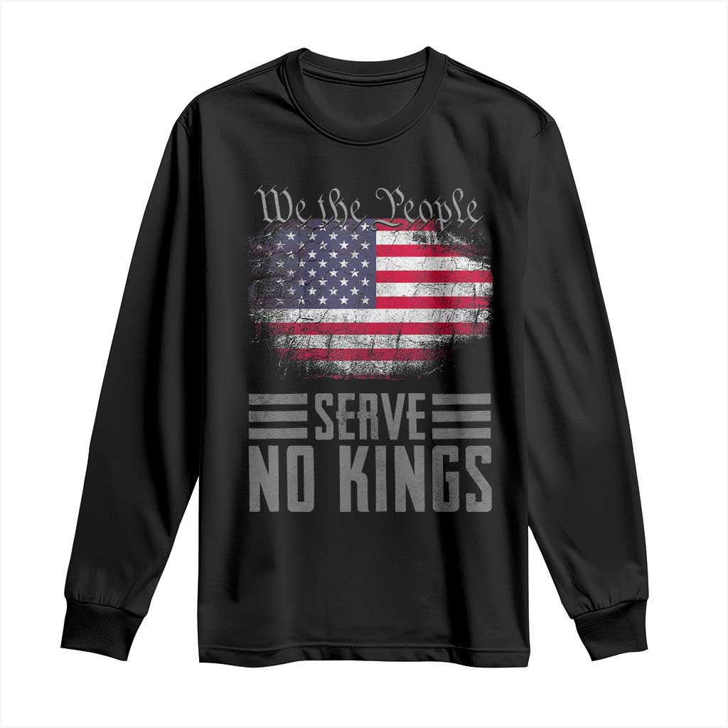 We The People Serve No Kings Long Sleeve Shirt Patriotic Eagle American Flag TS02 Black Print Your Wear